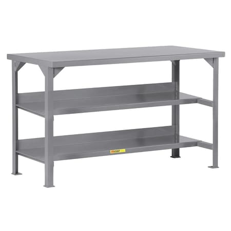 Little Giant Welded Workbench, 30"X72" Top, 2 Lower Half-Depth Shelves WST3-3072-36